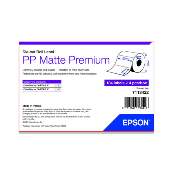 Rollo etiquetas continuo epson mate polipropileno premium 210 x 297 mm