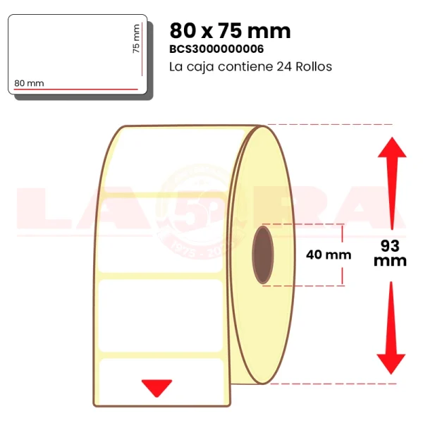 Rollo de 500 etiquetas térmico protegido 56 x 75 mm hotmelt - imagen 3