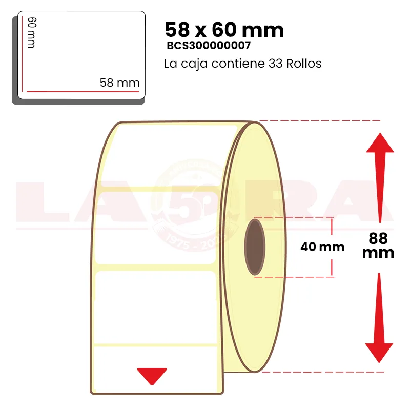 Rollo de 500 etiquetas térmica protegido 58 x 60 mm hotmelt 3 Rollo de 500 etiquetas térmica protegido 58 x 60 mm hotmelt - imagen 3