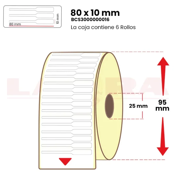 Rollo de 4000 etiquetas polipropileno blanco 80 x 10 mm acrílico - imagen 3