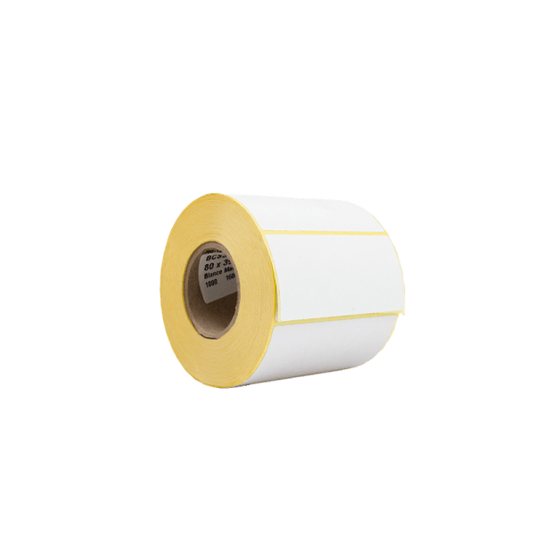 Rollo de 1000 etiquetas blanco mate 80 x 39 mm hotmelt