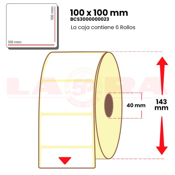 Rollo de 1100 etiquetas blanco couche 100 x 100 mm hotmelt - imagen 3