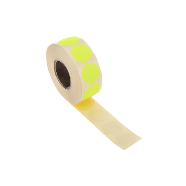 Rollo de etiquetas redondas de 40 mm de diametro flúor amarillo 40/95 acrílico