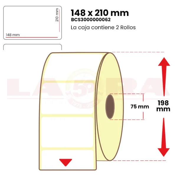 Rollo de 900 etiquetas polipropileno blanco 148 x 210 mm acrílico - imagen 3