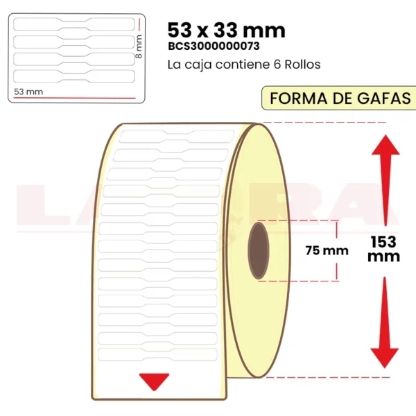 Rollo de 5000 etiquetas polipropileno blanco 55 x 8 mm acrílico - imagen 3