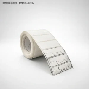 Rollo de 1000 Etiquetas Joyería 60×18 mm – Polipropileno Blanco con Adhesivo Acrílico