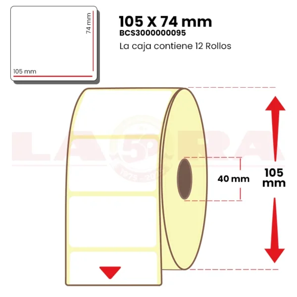 Rollo de 750 etiquetas polipropileno blanco 105 x 74 mm acrílico - imagen 2