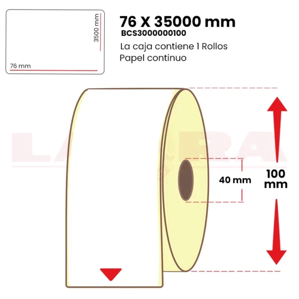Rollo de etiquetas de 76 x 35000 mm couche mate inkjet 40/100 acrílico - imagen 2