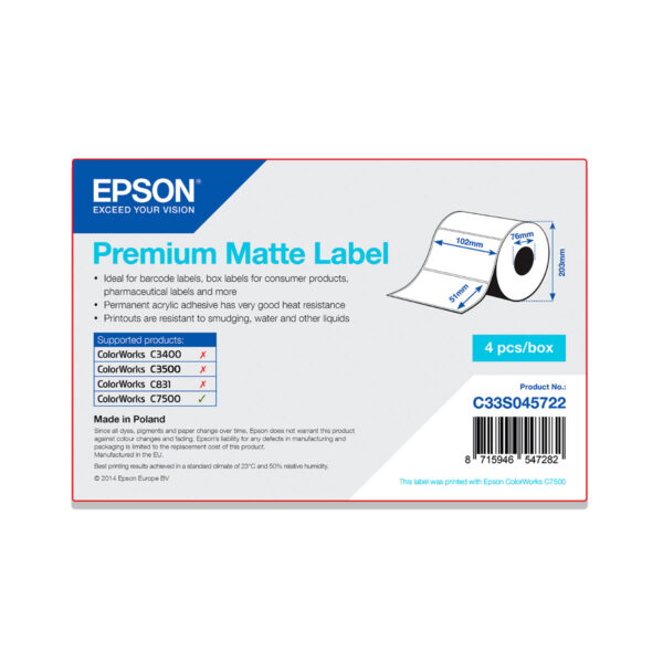 Rollo etiquetas epson mate premium 102 x 51 mm
