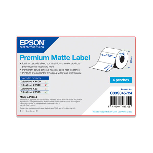 Rollo etiquetas epson mate premium 102 x 152 mm