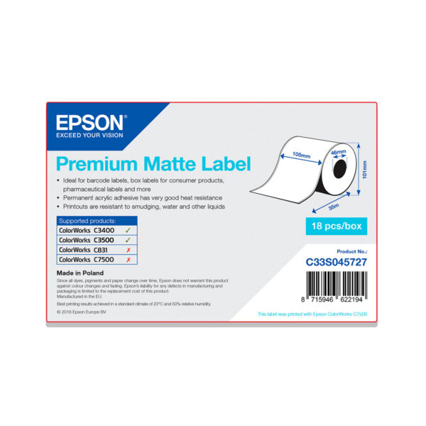 Rollo etiquetas continuo epson mate premium 203 x 60 m