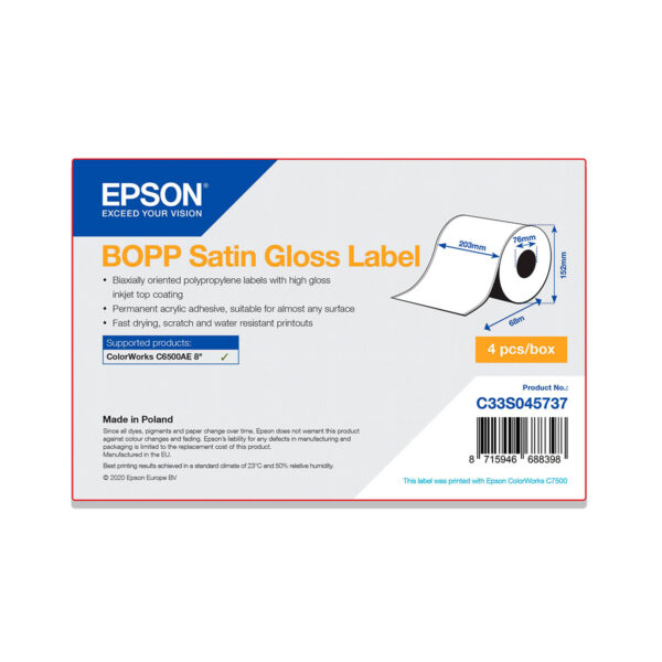 Rollo etiquetas continuo epson satinado brillo 203 x 68 m