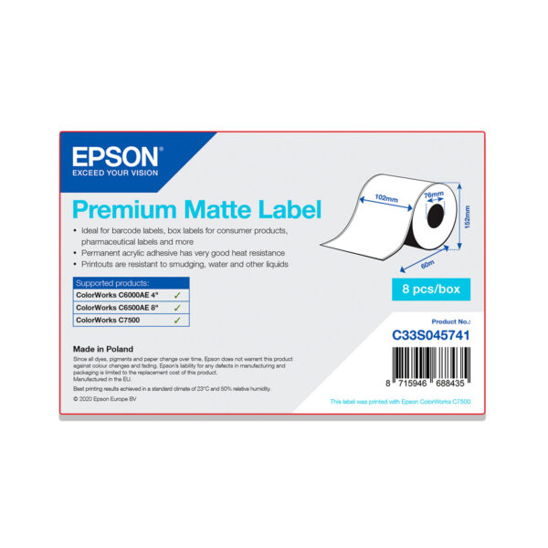 Rollo etiquetas continuo epson mate premium 102 x 60 m