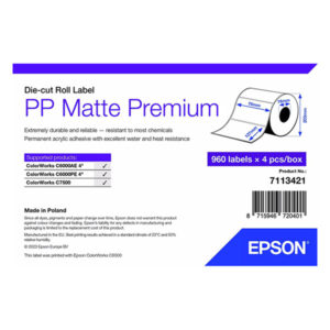 Rollo etiquetas Epson Mate Polipropileno Premium 76 x 127 mm