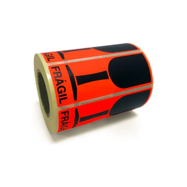 Rollo de etiquetas copa fragil cristal