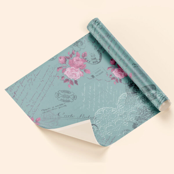 Papel de regalo carta postal azul