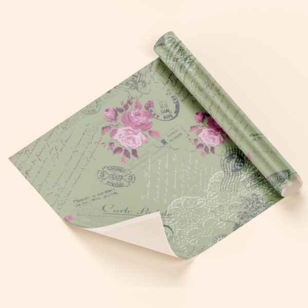 Papel de regalo carta postal verde