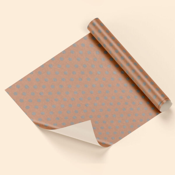 Bobina de papel de regalo topos plata