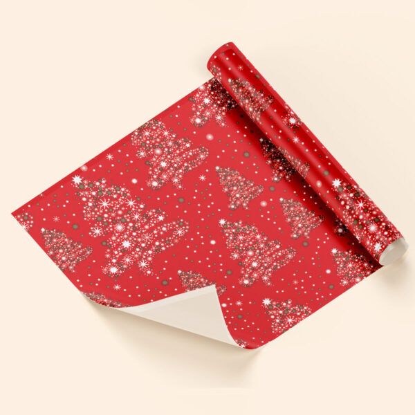 Papel de regalo arbol y estrellas rojo / oro