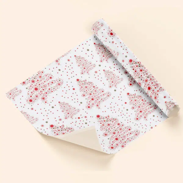 Papel de regalo arbol y estrellas blanco
