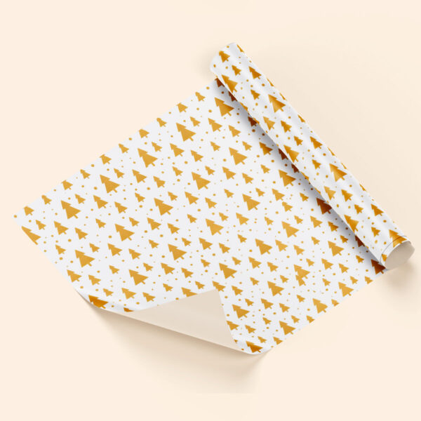Bobina de papel de regalo abetos oro