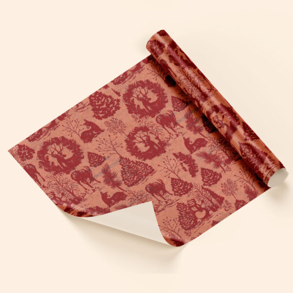 Papel de regalo ciervos burdeos