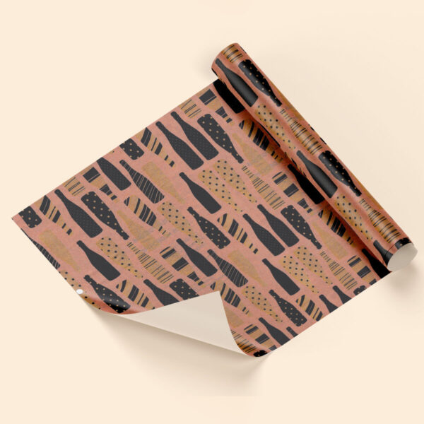 Bobina de papel de regalo vinos negro oro