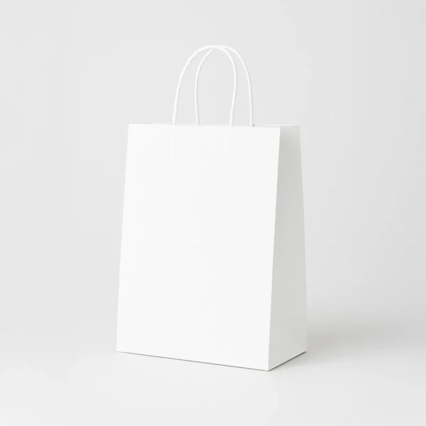 Bolsa papel blanca con asa rígida 45+14x50
