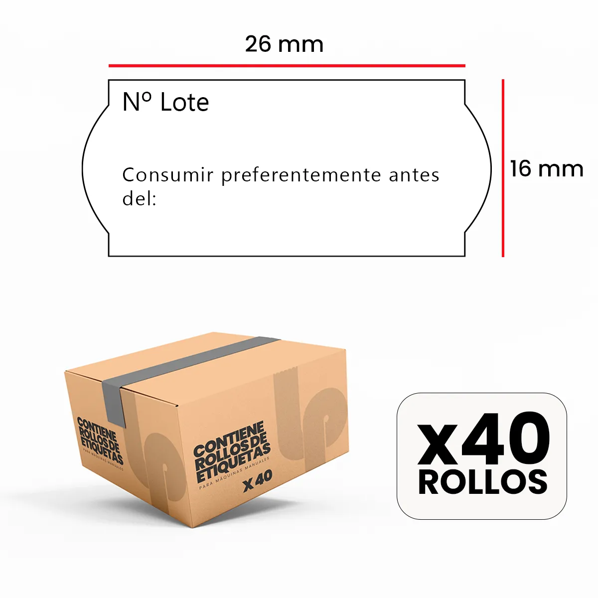 Etiquetas para etiquetadora manual blanca 26x16 mm