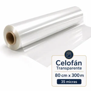 Celofán Transparente 80cm x 300m, 35 micras